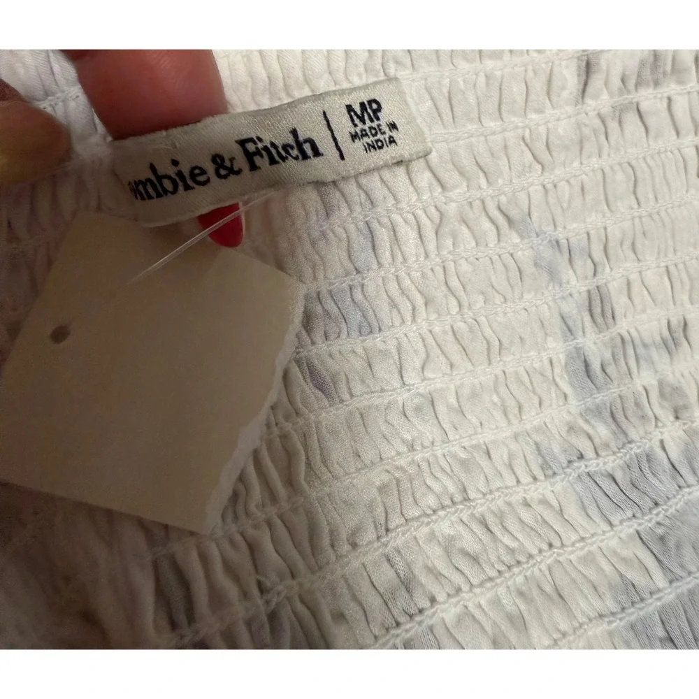 Abercrombie & Fitch Floral‎ Midi Dress Womens S White Blue Excellent Tie Strap